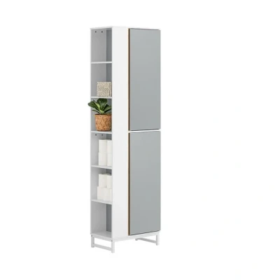 Abbildung von SoBuy Hochschrank BZR76 Badschrank mit 2 Türen Badezimmerschrank Badezimmermöbel