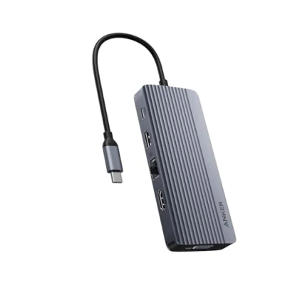 Abbildung von Anker Dual Display USB C Hub (10 in 1), 4K@30Hz HDMI mit 100W Max Power Delivery, 5 Gbit/s und A Datenports, Für MacBook, Lenovo, Dell XPS, HP Laptops A83C20A1