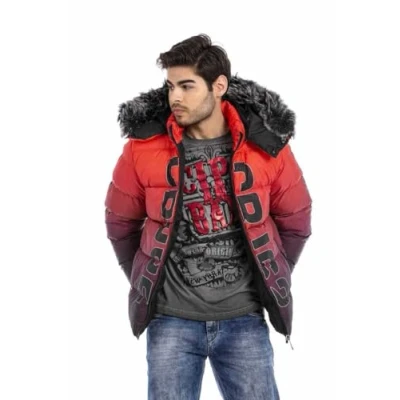Abbildung von Cipo &amp; Baxx Herren Steppjacke Winterjacke Markenbuchstaben Bubble Jacke CM190 Rot M