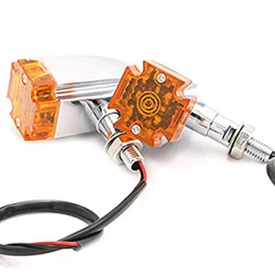 Abbildung von Universal 12 V Kreuz Blinkerleuchten Motorrad Blinker Anzeige Cruiser Chopper Cafe Racer Old School Bobber Atv Lichter (Chrom)