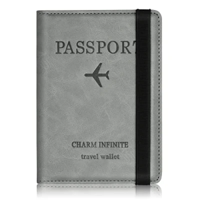 Abbildung von Impfpass Hülle Reisepasshülle, Urlaub Zubehör, Kunstleder Passhülle mit RFID Blocker, Schutzhülle Tasche für Kreditkarten Damen Herren Reisepass, Ausweis und Reisedokumente,Travel Organizer（Grau）
