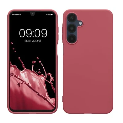 Abbildung von kwmobile Hülle kompatibel mit Samsung Galaxy A16 5G weiches TPU Silikon Case Cover geeignet für kabelloses Laden Dark Rose