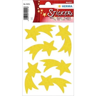 Abbildung von 10 x HERMA Schmucketikett Magic Weihnachtsstern Filz Gelb 1 Blatt