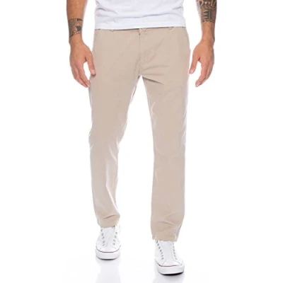 Abbildung von Rock Creek Herren Designer Chino Hose Regular Slim Chinohose RC 390 Beige W32 L30