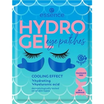 Abbildung von essence HYDRO GEL eye patches, Augenpflege, Nr. 03, Blau, feuchtigkeitsspendend, pflegend, kühlend, vegan, ölfrei, ohne Parfüm, Alkohol, 25er Pack (25x1pair)