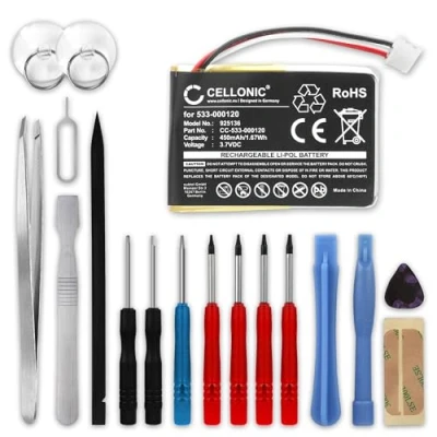 Abbildung von subtel® Qualitäts Akku kompatibel mit Logitech MX Anywhere 2 Master 2S 3 Ergo, 533 000120 450mAh + Werkzeug Set Ersatzakku Batterie