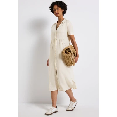 Abbildung von Street One Kurzarm Blusenkleid, Damen, Größe: 38, Beige