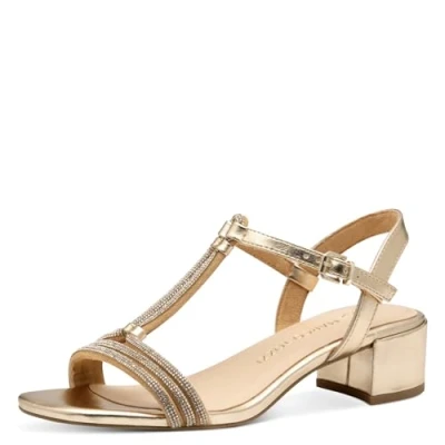 Abbildung von MARCO TOZZI Damen Sandalen mit Absatz Verstellbarem Riemen Glitzer, Gold (Gold Comb), 38 EU