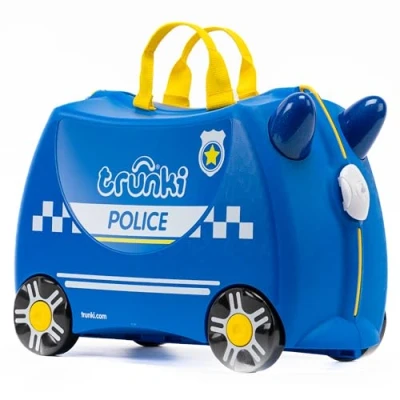 Abbildung von Trunki Percy das Polizeiauto, Koffer, Schwarz, Blau, Weiß, Gelb, Kunststoff, 4 Rad/Räder, CE, 18 l