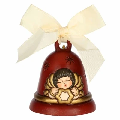 Abbildung von THUN Limited Edition 2024 Glocke mit Engel aus Keramik, rot, 7,1x7,1cm, Höhe 7,8cm
