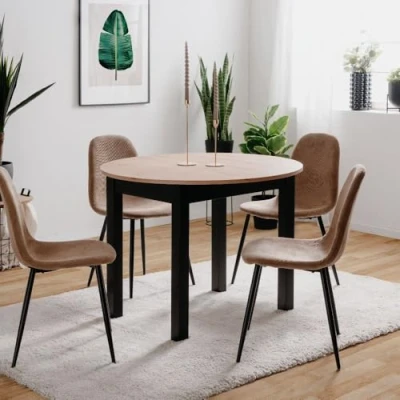 Abbildung von Finori Esstisch in Artisan Oak / schwarz 100x76x100cm (BxHxT)