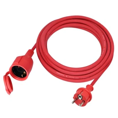 Abbildung von Verlängerungskabel Outdoor 10m für den Außenbereich, Gummi Verlängerung Stromkabel mit Schuko Stecker, IP44 Verlängerungsleitung 3G1,5 mm² Kabel, Elektrokabel außen, Schutzkappe, 3500w, Rot