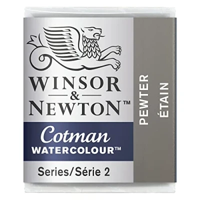 Abbildung von Winsor &amp; Newton Cotman Metallic Aquarellfarbe Studio Wasserfarben, lebendige hochwertige Farben mit sehr guten Verarbeitungseigenschaften, 1/2 Napf Zinn, 301511