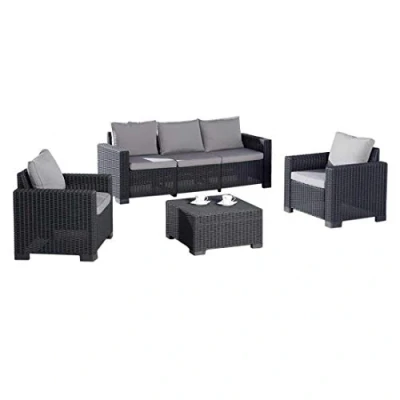 Abbildung von 4 tlg. Lounge Gruppe Mombasa graphit/hellgrau