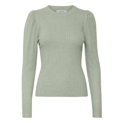 Abbildung von b.young Bypimba RIB Jumper Strickpullover, Damen, Größe: Large, Frosty green melange