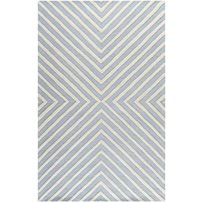 Abbildung von SAFAVIEH Geometrisch Teppich für Wohnzimmer, Esszimmer, Schlafzimmer Cambridge Collection, Kurzer Flor, Hellblau und Elfenbein, 122 X 183 cm