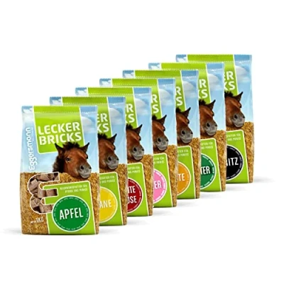 Abbildung von Eggersmann Lecker Bricks 7er Set Pferdeleckerlis Mix Verschiedene Sorten Leckerlimix für Pferde und Ponies, 7 x 1 kg