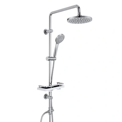 Abbildung von Görbach Regendusche Duschset ohne Armatur, Edelstahl Duschsystem mit Ablage, Duschstange set Kopfbrause ABSD20cm