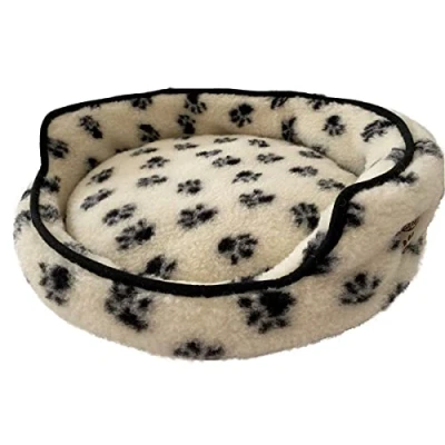 Abbildung von Hundebett Duo Merinowolle Ø 80 cm Schwarz/Weiß