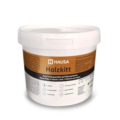 Abbildung von HAUSA Holzkitt 5 kg Kiefer Dunkel Holzspachtelmasse, Kitt für Holz, Holzspachtel/Füllmasse zum Reparieren von Holzschäden gebrauchsfertig ausgezeichnete Füllkraft schnelltrocknend rissbeständig