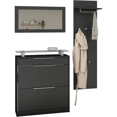 Abbildung von borchardt Möbel Garderoben Set &quot;Oliva&quot;, (3 tlg.), mit stehendem Schuhschrank, Paneel und Spiegel