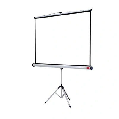 Abbildung von Nobo Beamer Leinwand mit Dreibeinstativ, Projektorleinwand brillant weißer Oberfläche, Standfuß, tragbar und freistehend, 2000 x 1513 mm, 1902397