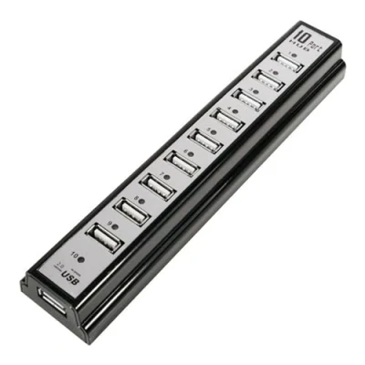 Abbildung von LogiLink USB Verteiler 2.0 Hub 10 Port mit Netzteil aktiv schwarz
