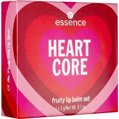 Abbildung von essence Heart Core Fruity Lippenbalsam Set 4 für weiche, hydratisierte Lippen Farben in limitierter Auflage Vegan &amp; tierversuchsfrei