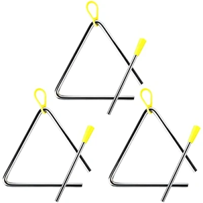 Abbildung von Anruyi 3 Stück Triangel Instrumenten Set Dreieck Musikinstrument Kinder mit Schlägel Gummigriff Legierung Schlaginstrument für Percussion Musikalische Früherziehung (6.56 Zoll)