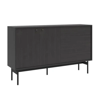 Abbildung von Selsey Kommode Aufbewahrungsschrank 2 Türen 4 Schubladen Schrank Schubladenschrank Push to Open 154 cm Olar Portland Esche