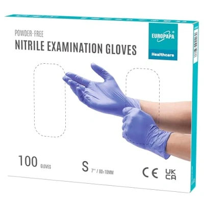 Abbildung von EUROPAPA® 100x Nitrilhandschuhe Lila Box Einweghandschuhe Einmalhandschuhe Untersuchungshandschuhe Nitril Handschuhe puderfrei ohne Latex unsteril latexfrei disposible gloves