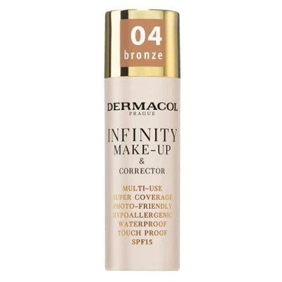 Abbildung von Dermacol Infinity Make up und Korrektor, Mehrfach verwendbar, Superabdeckung, Fotofreundlich, Ipoallergen, Wasserfest, Berührungsfest, Nicht okkludierend, SPF 15, n. 04