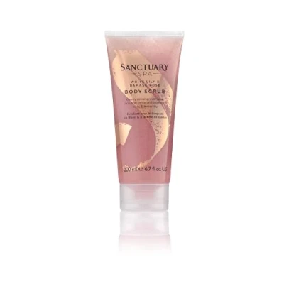 Abbildung von Sanctuary Spa White Lily and Damast Rose Body Scrub with Natural Pumise Essential Oils, Vegan Cruelty Free, 200ml
