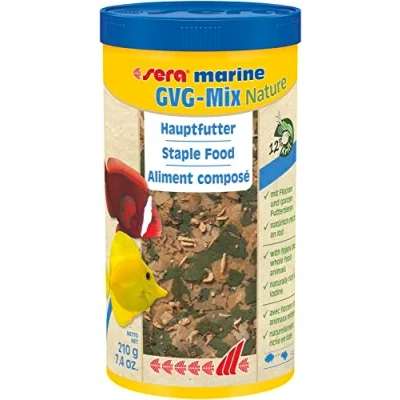 Abbildung von sera marine GVG Mix Nature 1l das Meerwasser Hauptfutter aus Flocken &amp; getrockneten Futtertieren für Meerwasserfische, Futter mit hoher Verwertbarkeit, somit weniger Algen