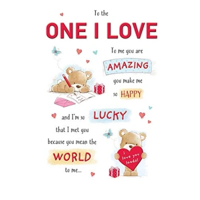 Abbildung von Piccadilly Greetings Süße Geburtstagskarte One I Love, Weiß, 22,9 x 15,2 cm