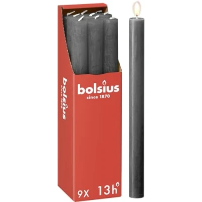 Abbildung von Bolsius Abendkerze Rustikal Stürmisch Grau 27 cm 9 Stück