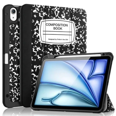 Abbildung von Fintie SlimShell Hülle für iPad Air 5th Generation (2022) / 4th (2020) 10.9 Zoll Flexible Soft TPU Stand Back Cover mit Stifthalter, Auto Sleep/Wake, Composition Book