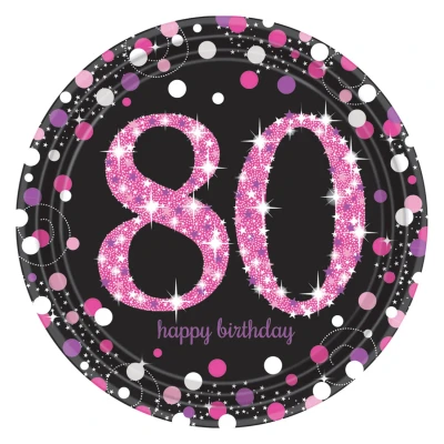 Abbildung von Teller 80 Jahre Sparkling Pink 23cm 8 Stück