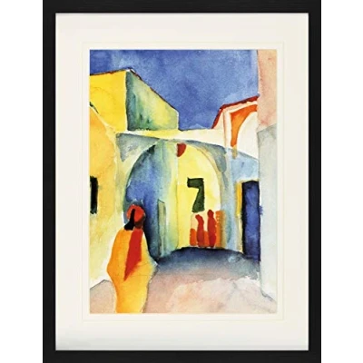 Abbildung von 1art1 August Macke Poster Blick In Eine Gasse, 1914 Gerahmtes Bild Mit Edlem Passepartout Wand Bilder Im Bilderrahmen 80x60 cm