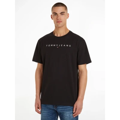 Abbildung von Tommy Jeans Linear LOGO TEE Unisex Tshirt print, Größe: Medium, Black
