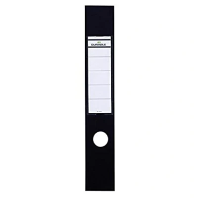 Abbildung von Durable Ordofix Ordnerrückenschilder (selbstklebend, mit Loch) Beutel à 10 Stück, schwarz, 809001