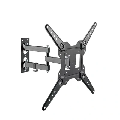 Abbildung von PureMounts TV Wandhalterung, neigbare und schwenkbare Universal Halterung mit Gelenk Arm, max. VESA 400x400 mm, für 23 55 Zoll Flach &amp; Curved Ferseher Monitor bis 30kg, schwarz
