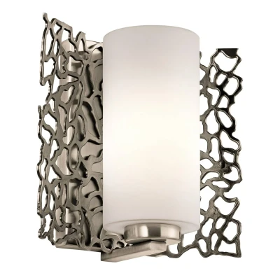 Abbildung von Kichler KL Silver CORAL1 Wandleuchte Coral 1xE27 Zinn, Leinen weiss H:23,5 L:14 B:19,1