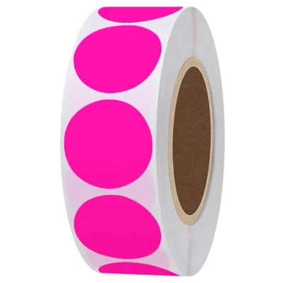 Abbildung von Hylabelest 25mm Runde leere fluoreszierende rosa Paster Aufkleber Insgesamt 1000 Punkte Target Selbstklebend pro Rolle