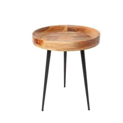 Abbildung von riess ambiente Beistelltisch PURE NATURE Ø45cm natur / schwarz (Einzelartikel, 1 St), Wohnzimmer · Mango Massivholz Metall Beine rund Schlafzimmer