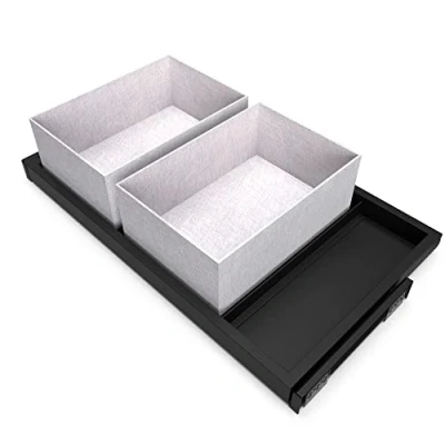 Abbildung von Emuca Bausatz Tablett mit 2 Organisationskörbe und Führungsrahmen sanft schließenden für Schränke, Modul 800mm, regulierbare, Tiefschwarz lackiert