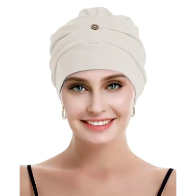 Abbildung von osvyo Baumwoll Chemo Kopfbedeckung für Damen mit Krebs und Haarausfall, Mütze aus Baumwolle, Leichte Kopfbedeckung, Versiegelte Verpackung