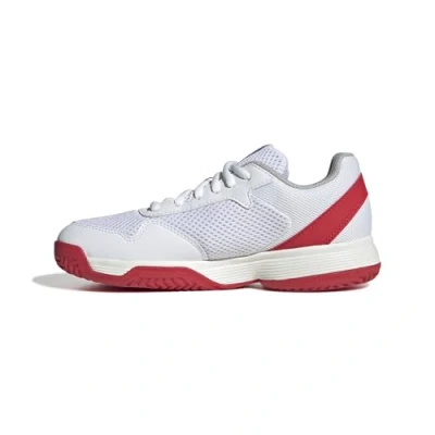 Abbildung von adidas Performance Courtflash Unisex Multicourt Tennisschuh für Kinder, Größe: 39 1/3, Ftwr white/core black/lucid red Schuhe