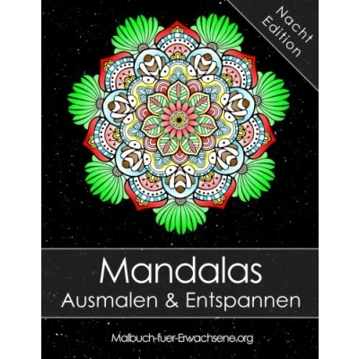 Abbildung von Mandala Malbuch für Erwachsene: Mandalas auf schwarzem Hintergrund Ausmalen und Entspannen (Stressabbau) + BONUS 60 kostenlose Malvorlagen zum (PDF Ausdrucken)