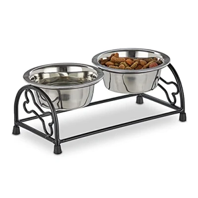 Abbildung von relaxdays Napf Set Hunde Napfset mit Halterung